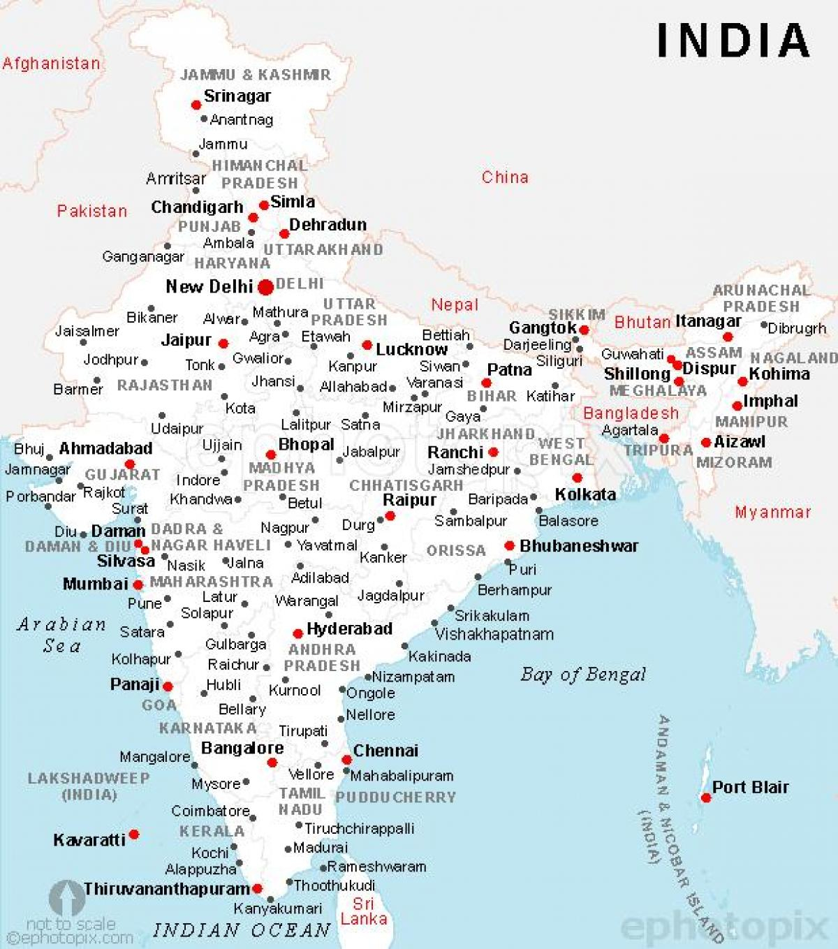 India Cities Map India Map With Cities Southern Asia 