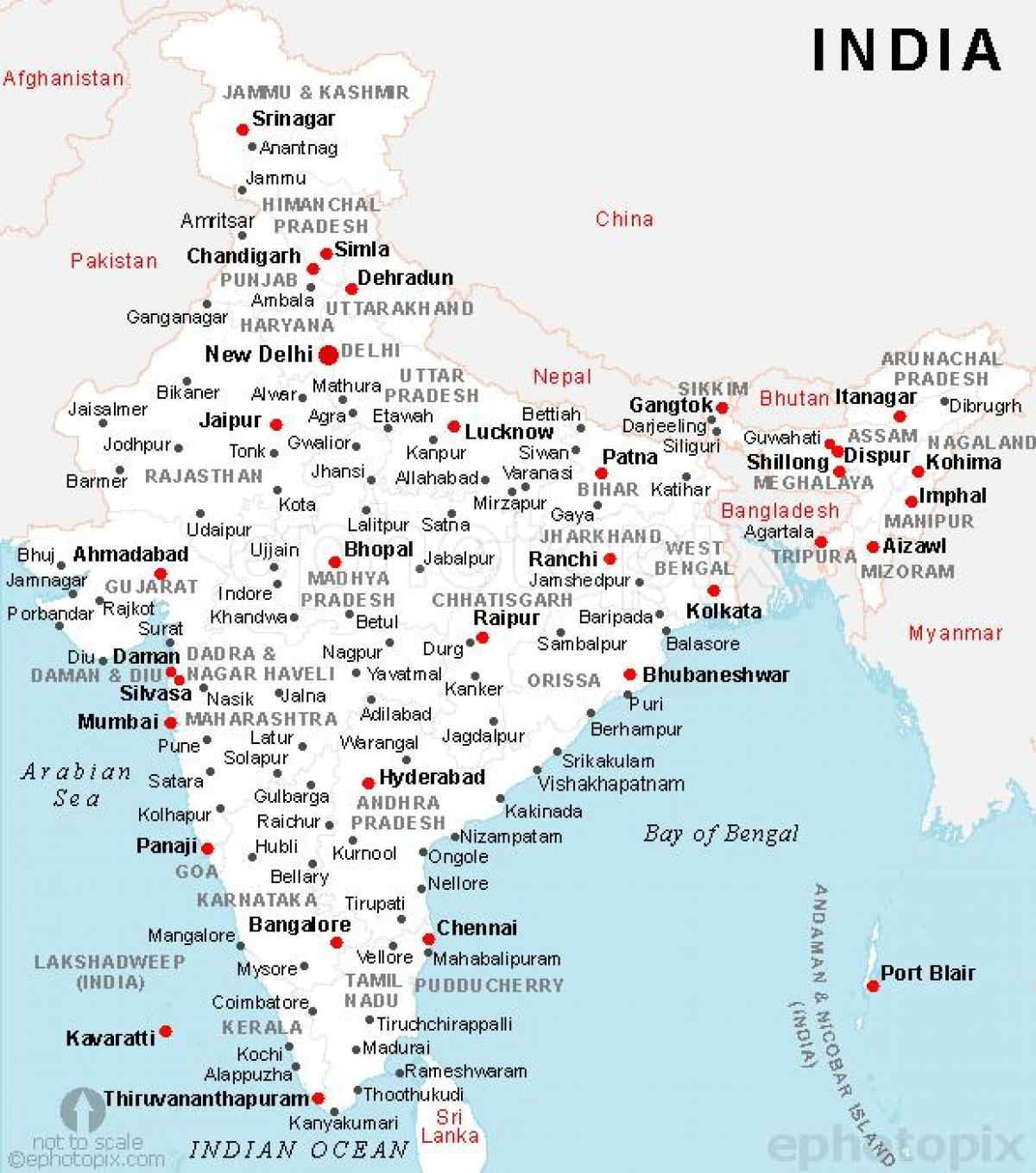 India Cities Map India Map With Cities Southern Asia India Cities Map India Map With Cities Southern Asia