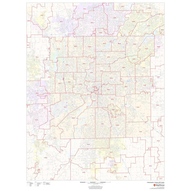 Indianapolis Indiana ZIP Codes The Map Shop Indianapolis Indiana ZIP Codes The Map Shop