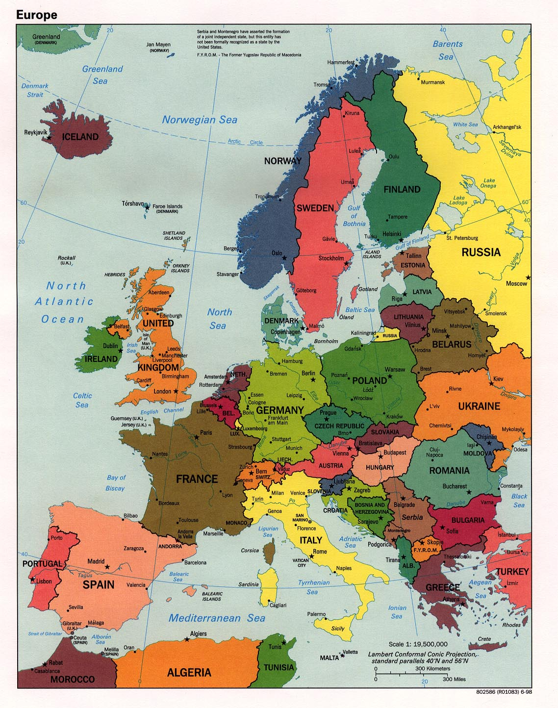 InterOpp Political Map Of Western Europe 1998