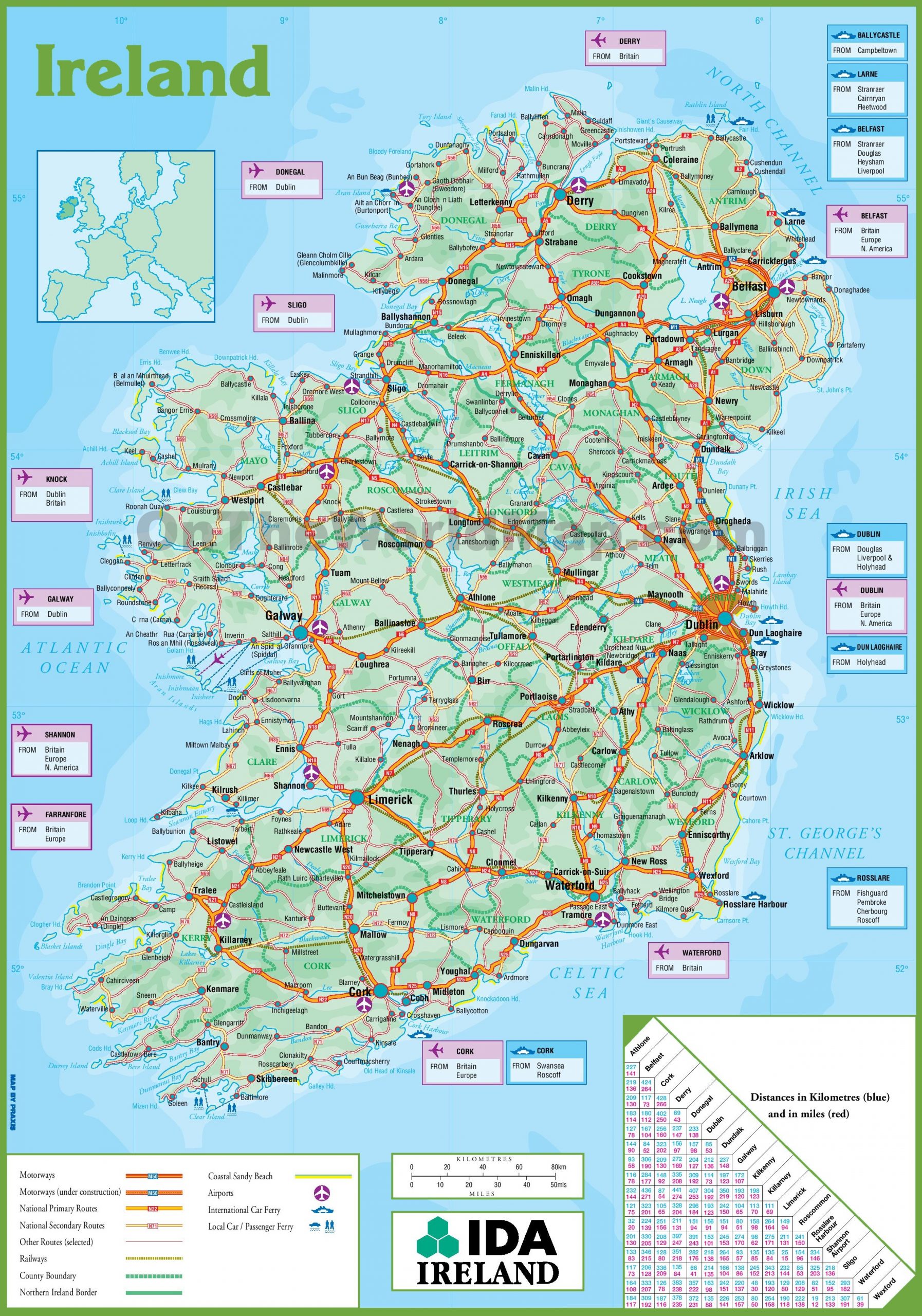 Ireland Road Map Ireland Road Map