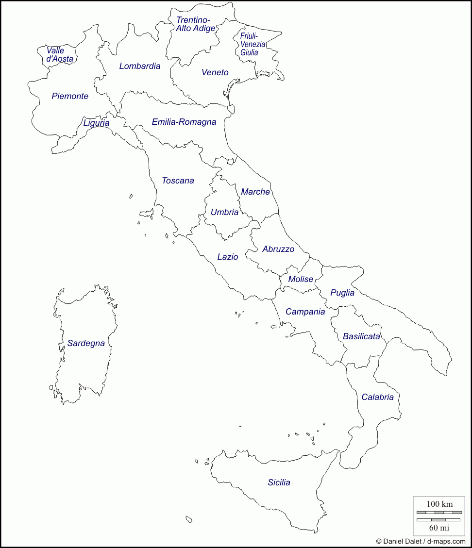 Italy Free Map Regions Italy Map Map Outline Map