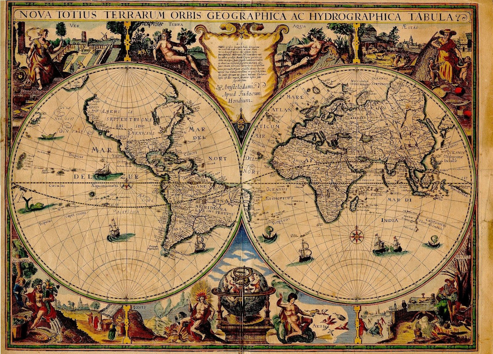 Jodocus Hondius World Map 1625 Old Maps Ancient World 