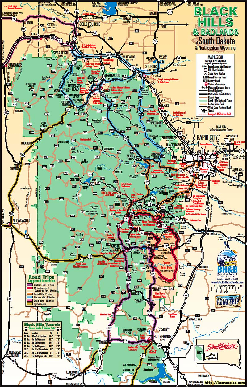 Keane s Picture Web Site Map Of Black Hills South Dakota