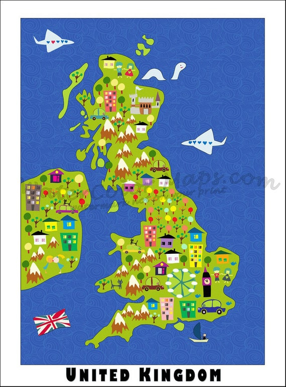 KIDS Maps UNITED KINGDOM Map Childrens Maps Map Of United