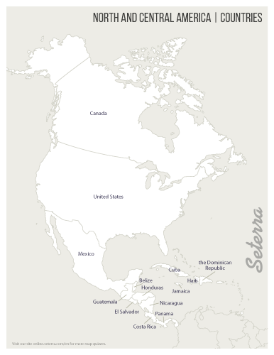 Labeled Printable North And Central America Countries Map 