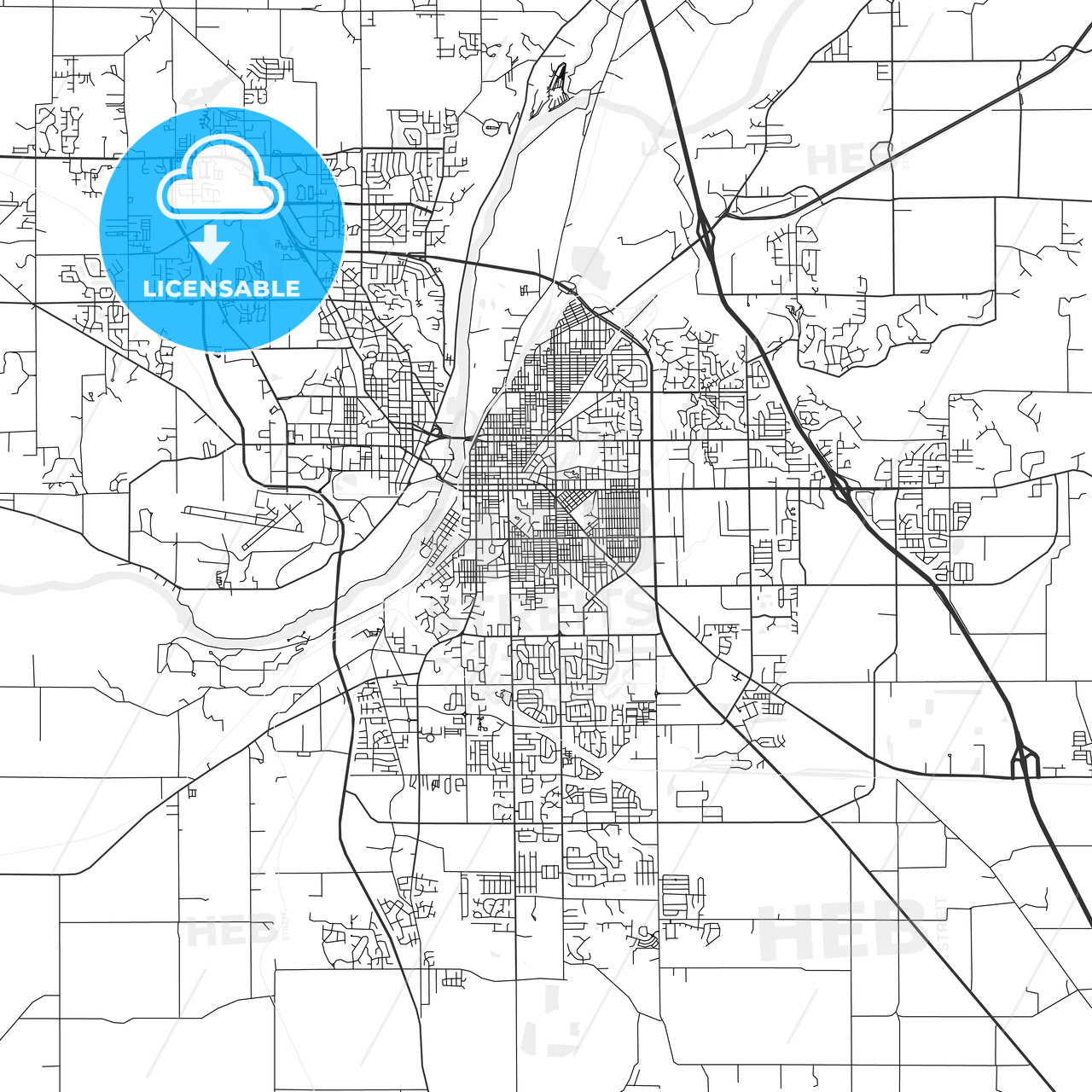 Lafayette Indiana Area Map Light HEBSTREITS Sketches