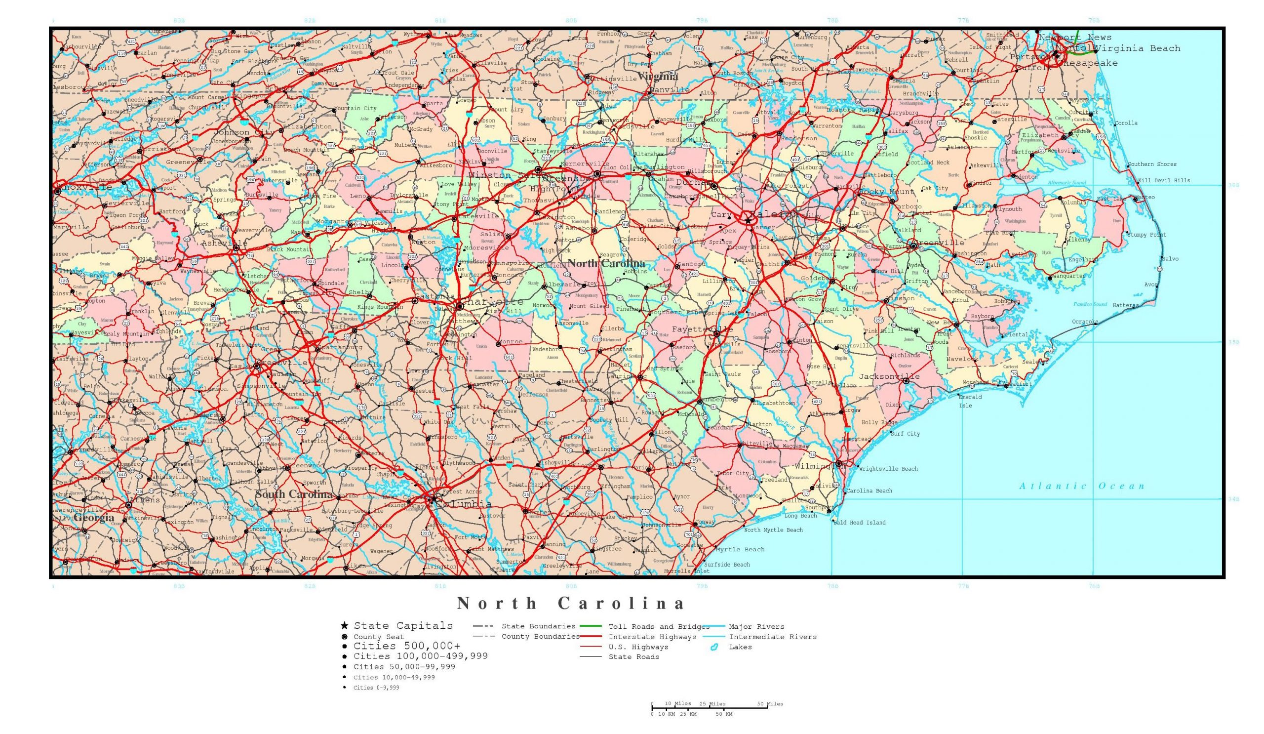 Laminated Map Large Detailed Administrative Map Of North Laminated Map Large Detailed Administrative Map Of North