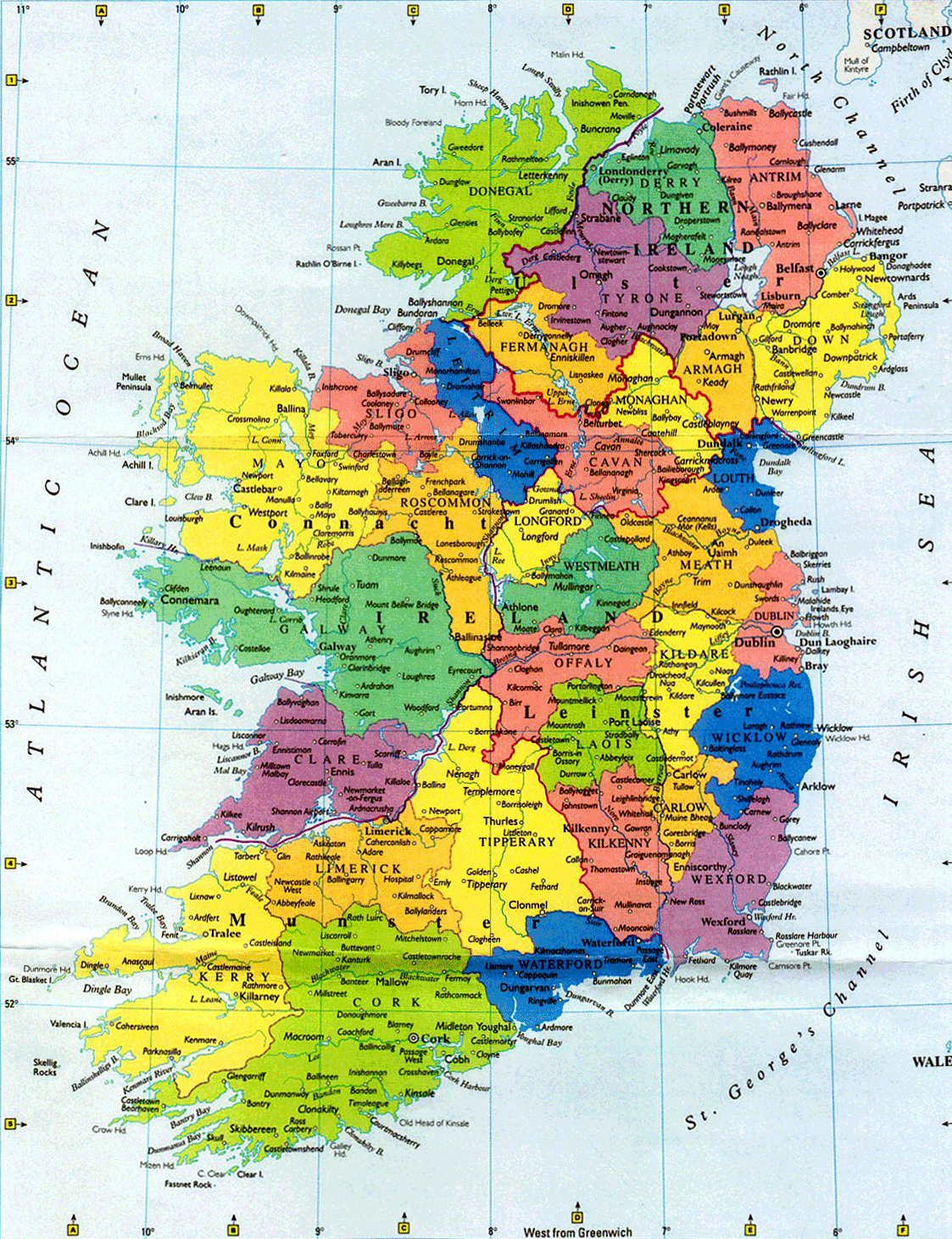 Large Administrative Map Of Ireland With Major Cities 