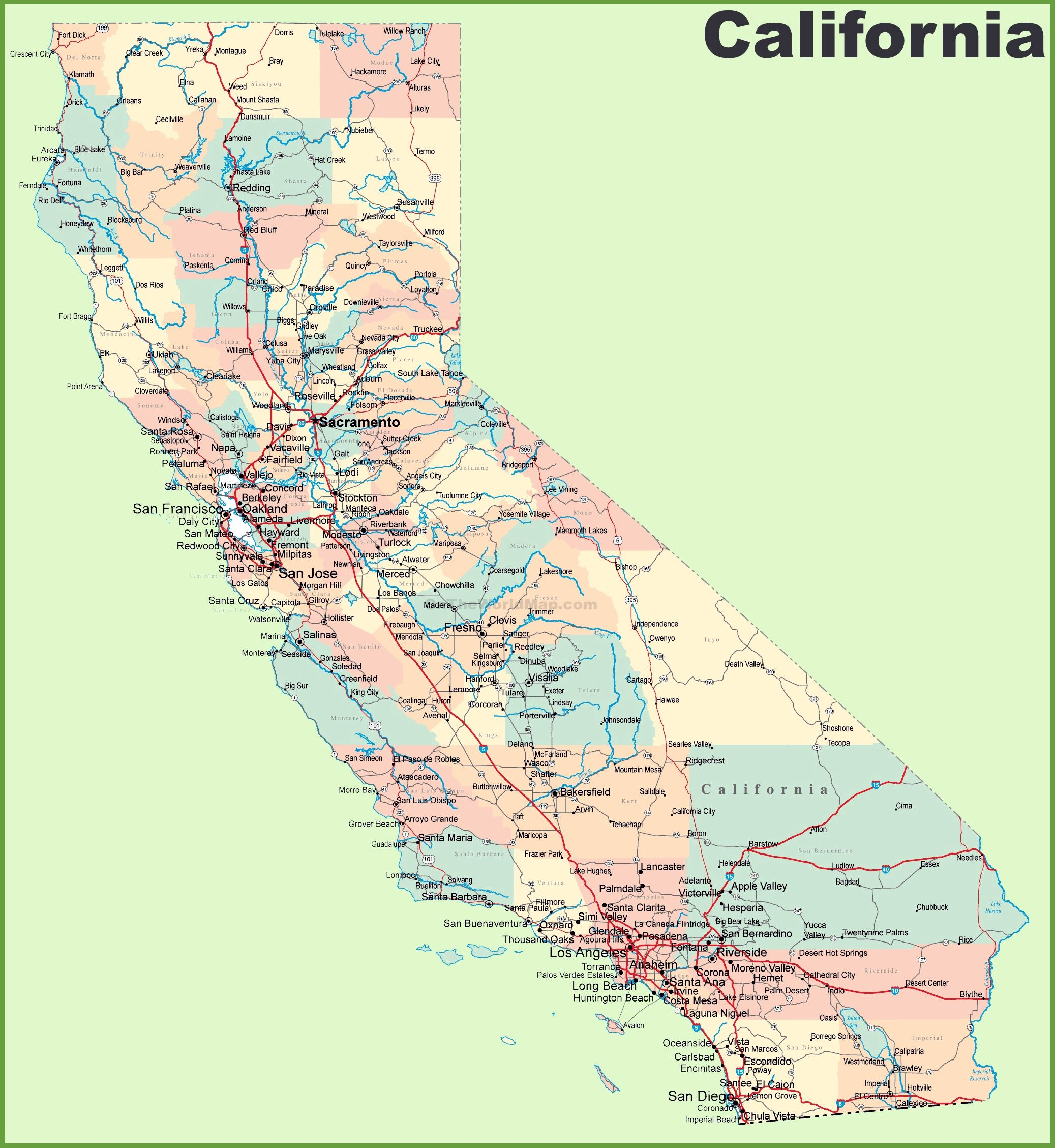 Large California Maps For Free Download And Print High 