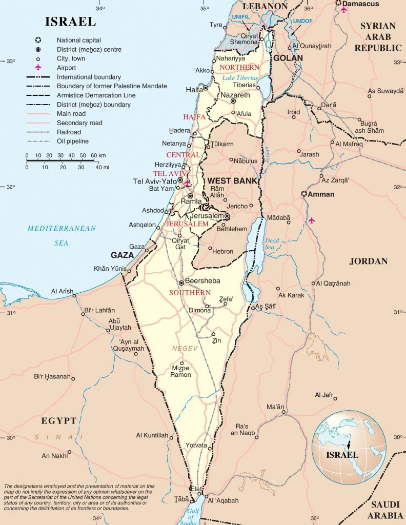 Large Detailed Map Of Israel With Regard To Printable Map 