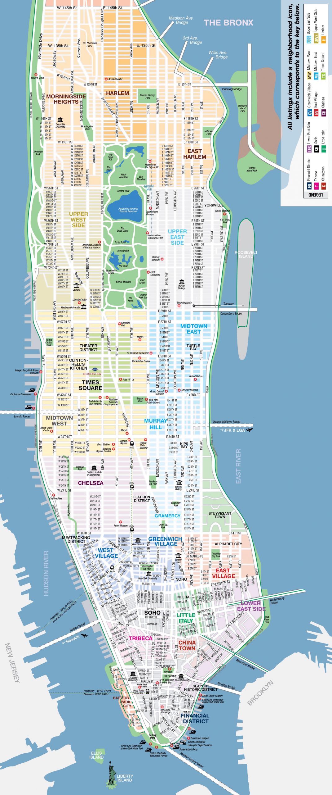 Large Detailed Map Of New York Manhattan Top Tourist 