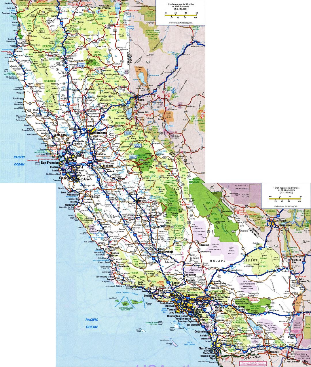 Large Detailed Roads And Highways Map Of California State 