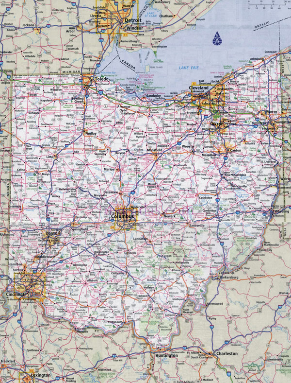 Large Detailed Roads And Highways Map Of Ohio State With