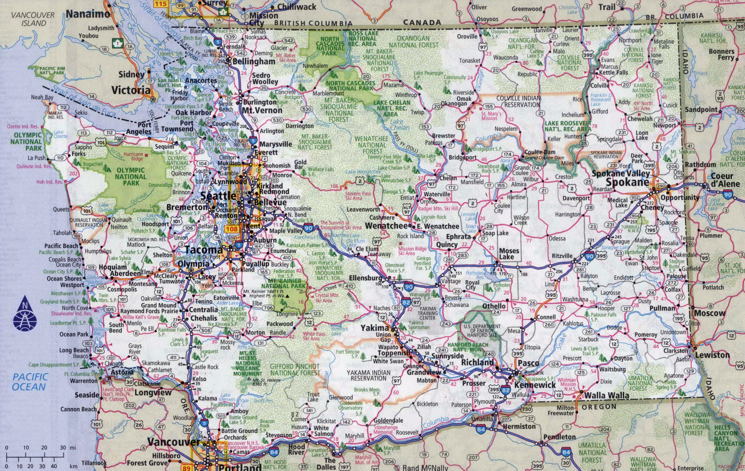 Large Detailed Roads And Highways Map Of Washington State Large Detailed Roads And Highways Map Of Washington State