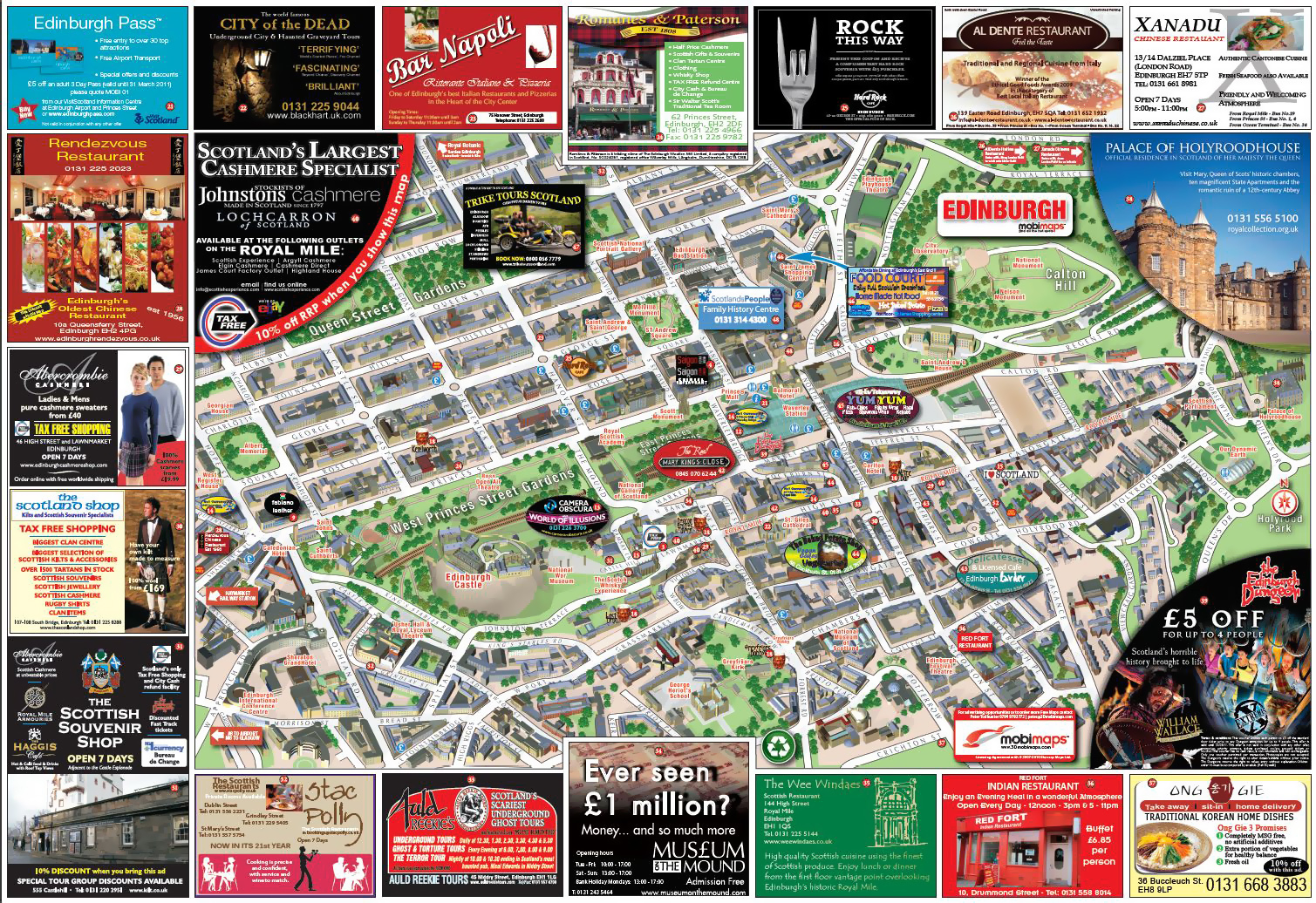 Large Detailed Tourist And Info Map Of Edinburgh City 