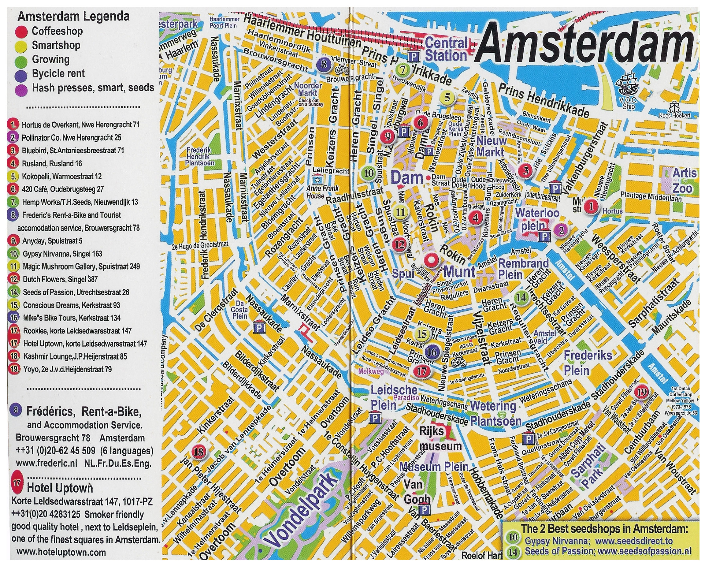 Large Detailed Tourist Map Of Central Part Of Amsterdam 