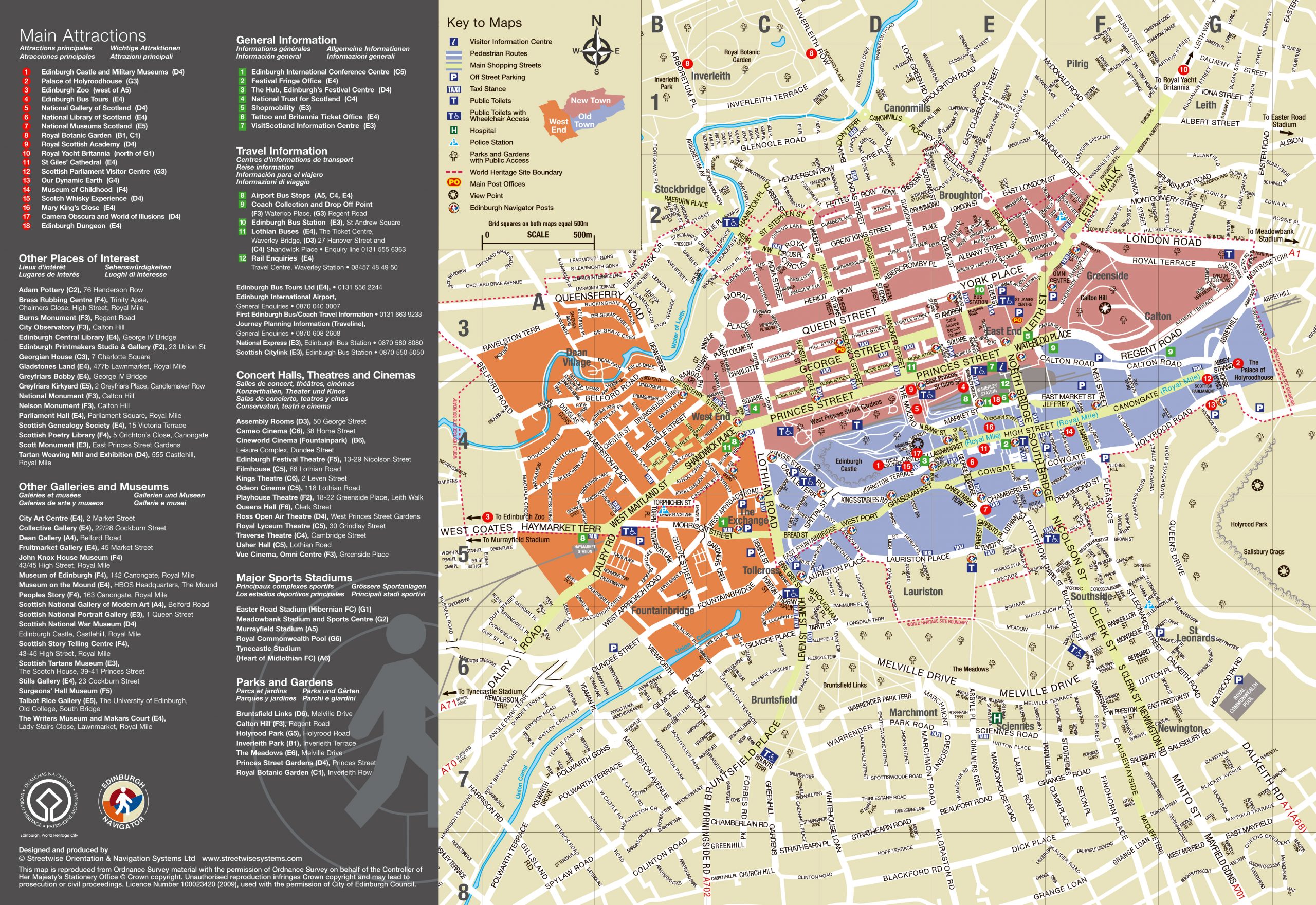 Large Detailed Tourist Map Of Edinburgh City Edinburgh 