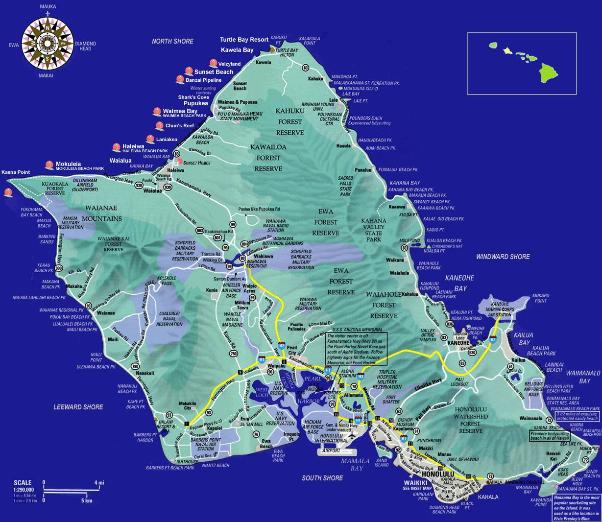 Large Oahu Island Maps For Free Download And Print High 