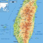 Large Physical Map Of Taiwan With Roads Cities And