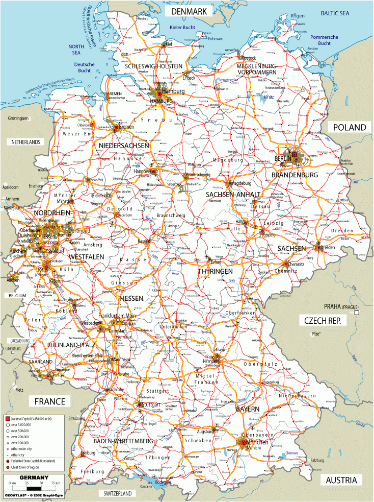 Large Road Map Of Germany