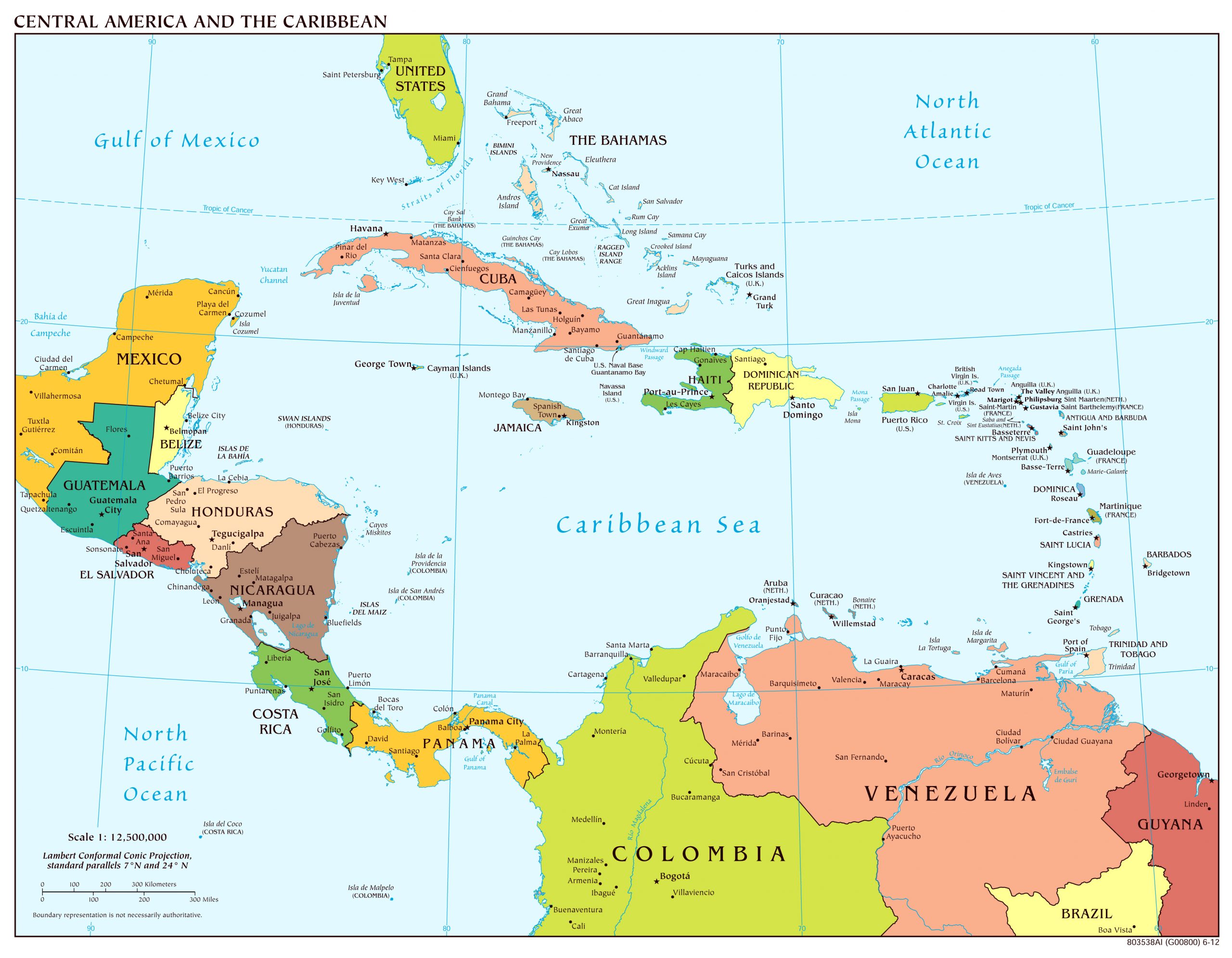 Large Scale Political Map Of Central America And The 