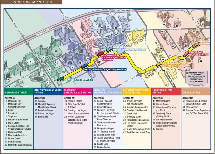Las Vegas Monorail Map Las Vegas Monorail Map