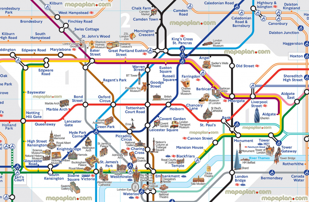 London Map Tube With Attractions Underground Throughout 