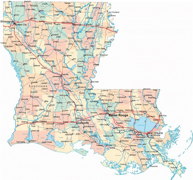 LOUISIANA ROAD MAP GLOSSY POSTER PICTURE PHOTO State 
