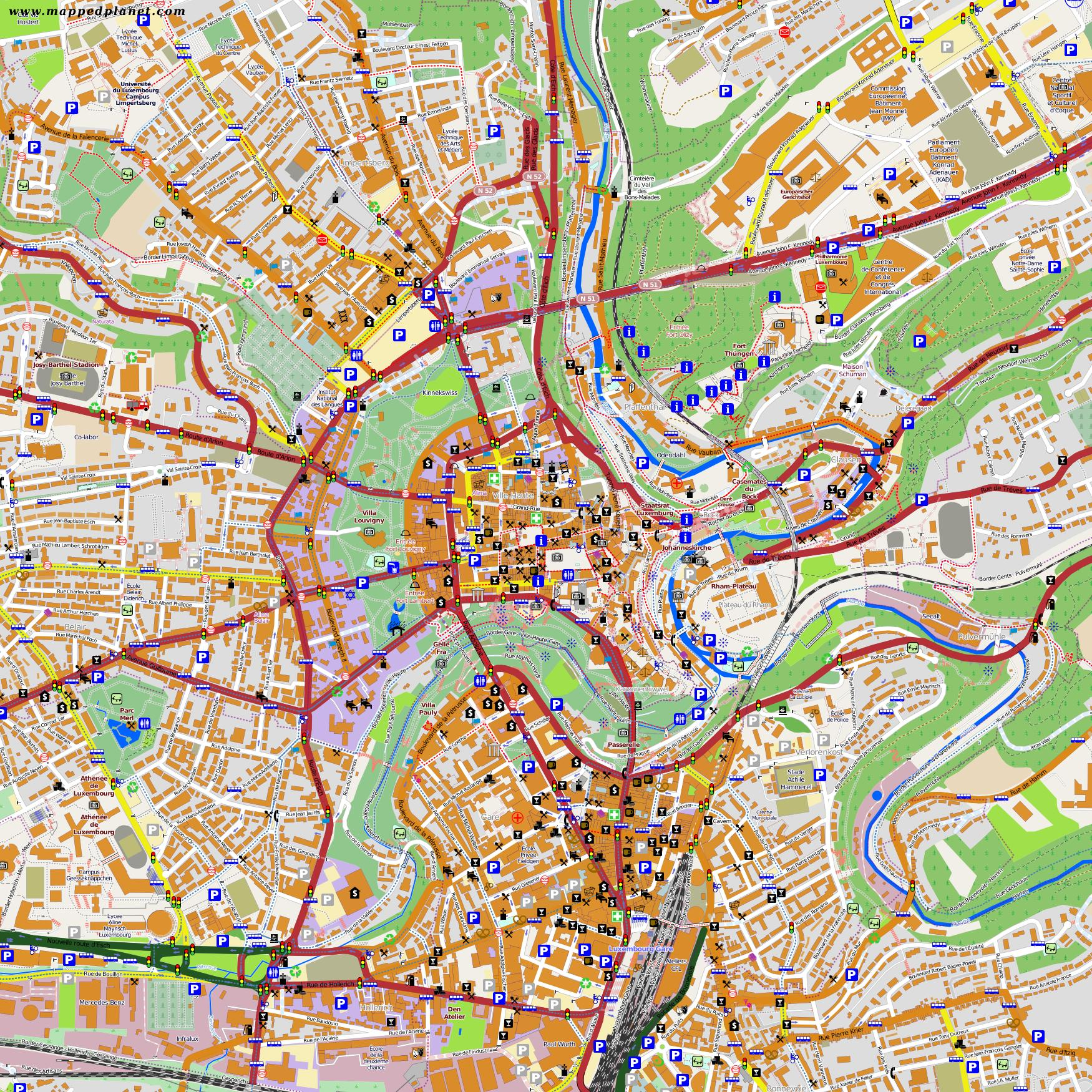 Luxembourg City Map Map Of Luxembourg City Centre 