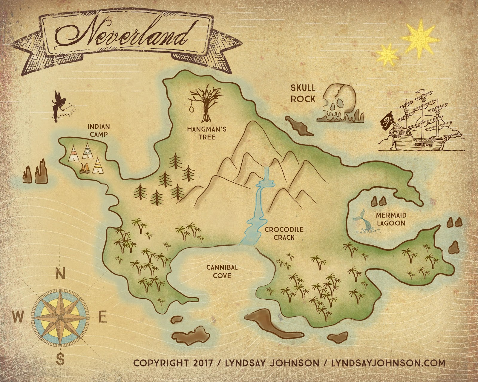 Lyndsay Johnson Neverland Map Downloadable Print