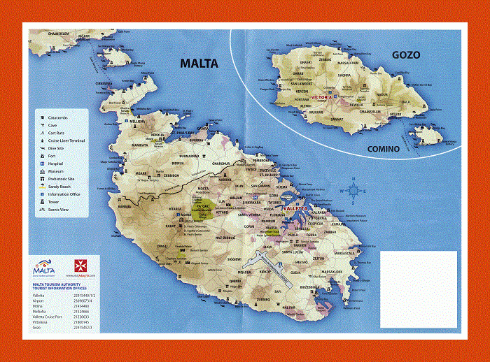 Malta Attractions Map FREE PDF Tourist City Tours Map 