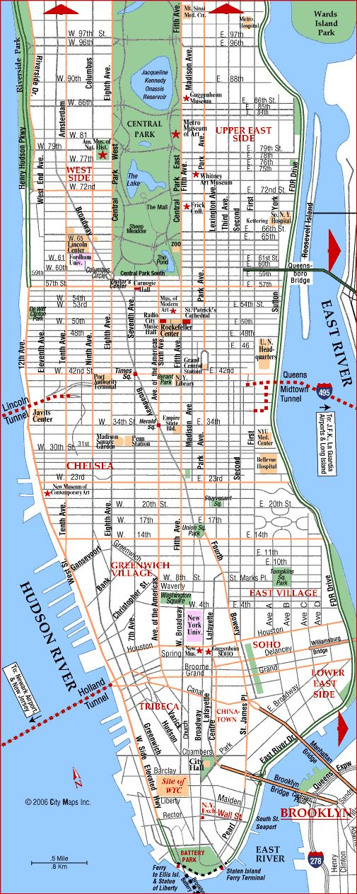 Manhattan Street Map New York City Map New York City 