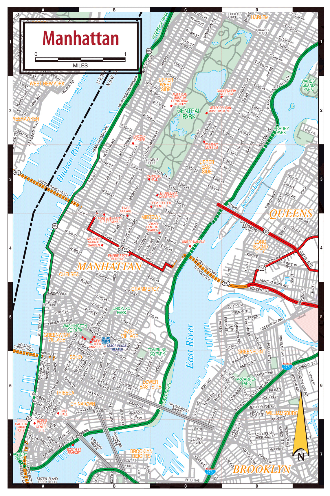 Manhattan Streets Map Streets Map Of Manhattan NYmap 