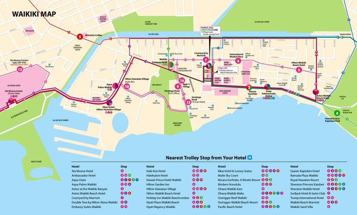 Map Guide Waikiki Trolley Waikiki Map Honolulu 