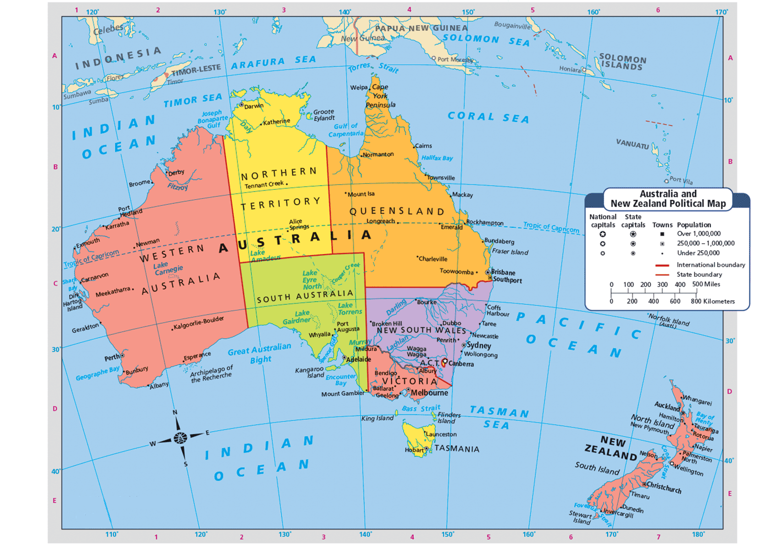 Map Of Australia And New Zealand PLACES AND THINGS