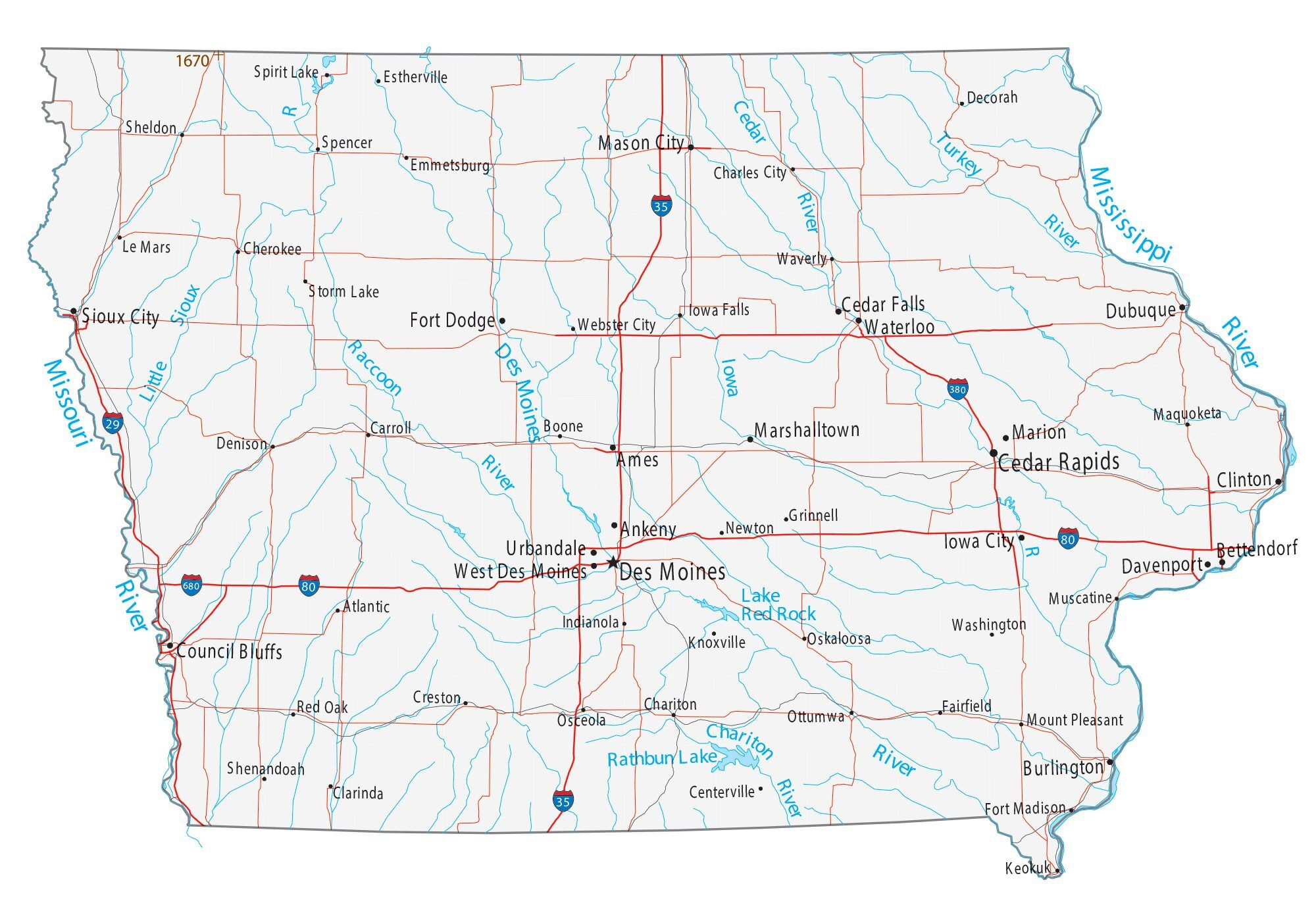 Map Of Iowa Cities And Roads GIS Geography