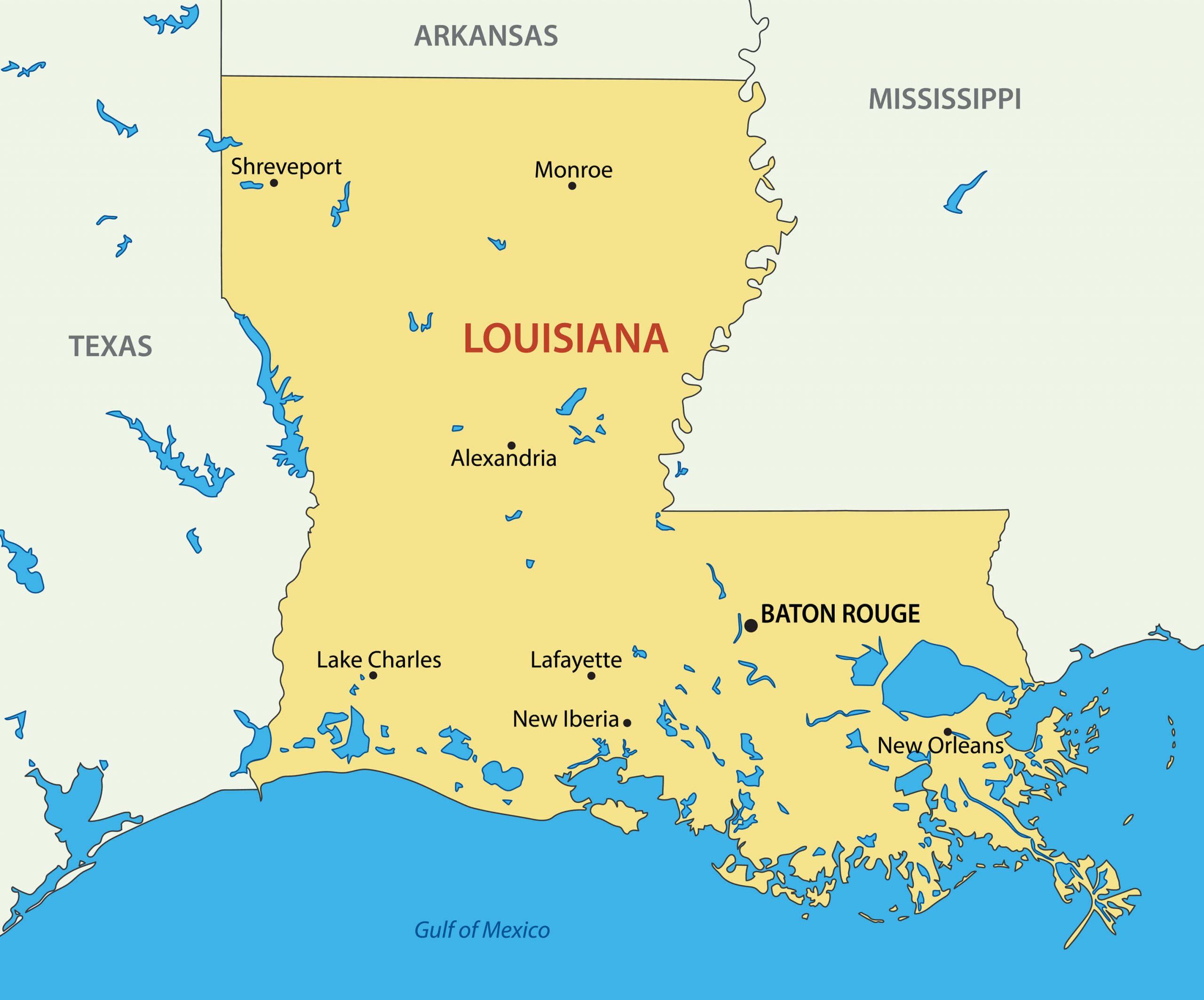 Map Of Louisiana Guide Of The World