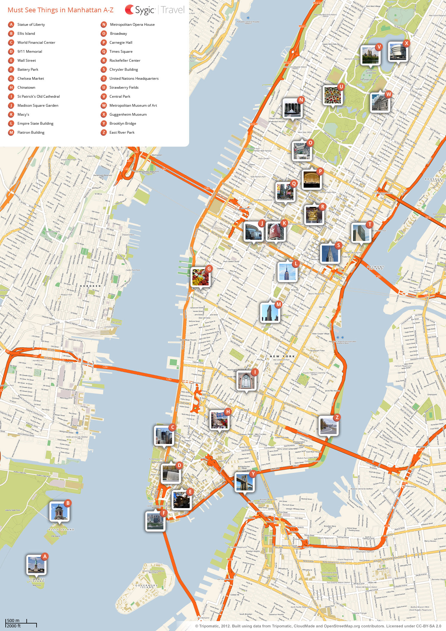 Map Of Manhattan Attractions CVLN RP