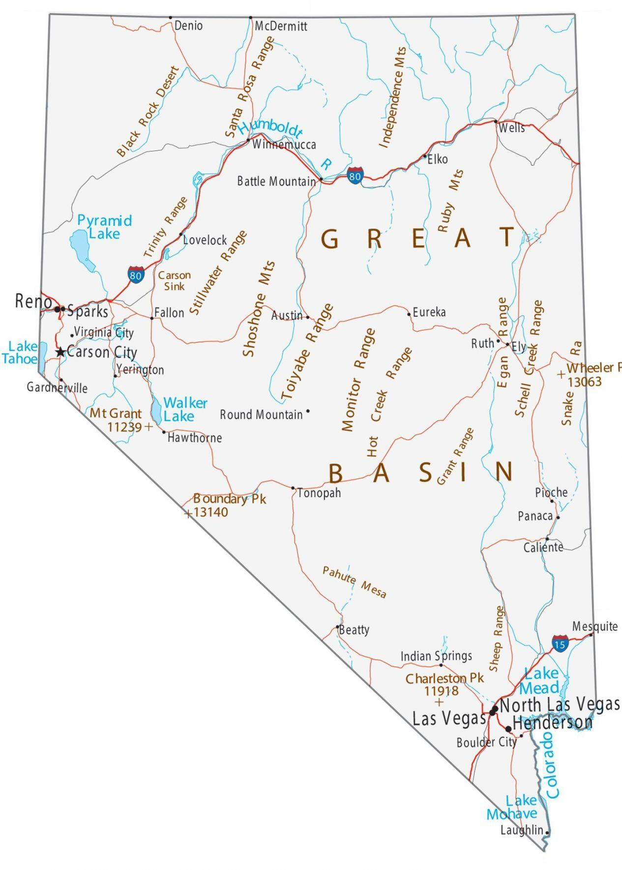 Map Of Nevada Cities And Roads GIS Geography