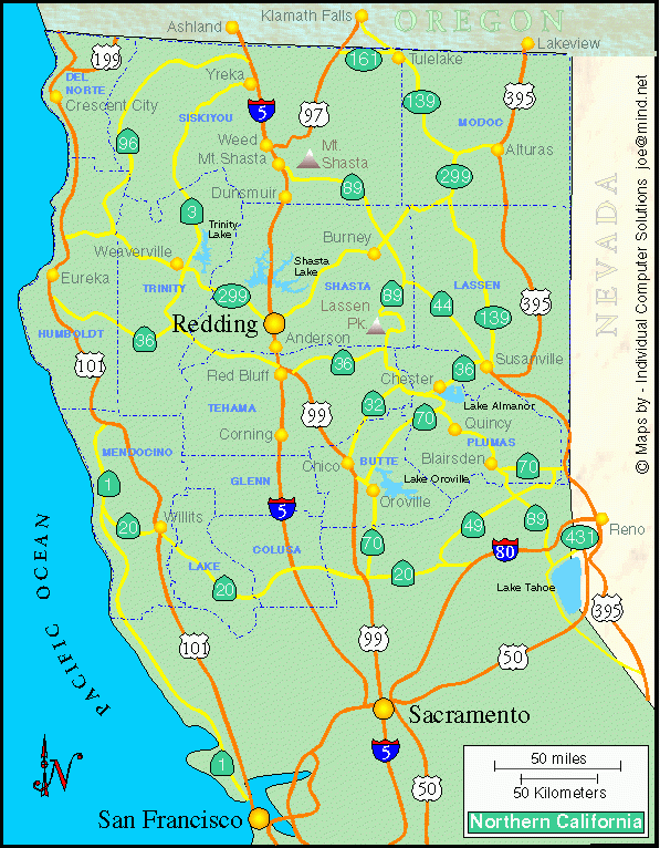 Map Of Northern California Area Pictures California Map 