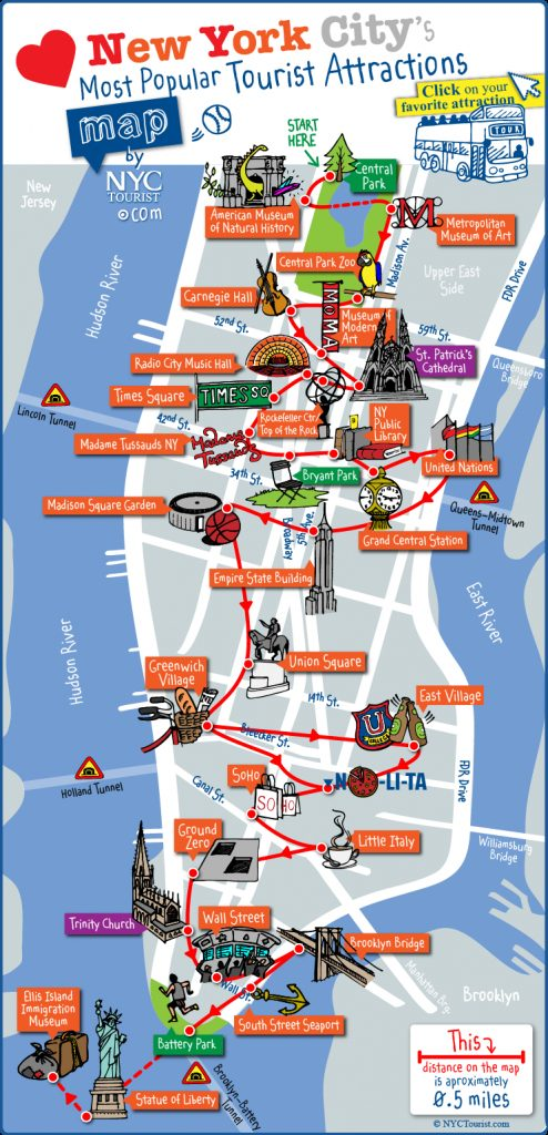 Map Of Nyc Tourist Attractions Sightseeing Tourist Tour Map Of Nyc Tourist Attractions Sightseeing Tourist Tour
