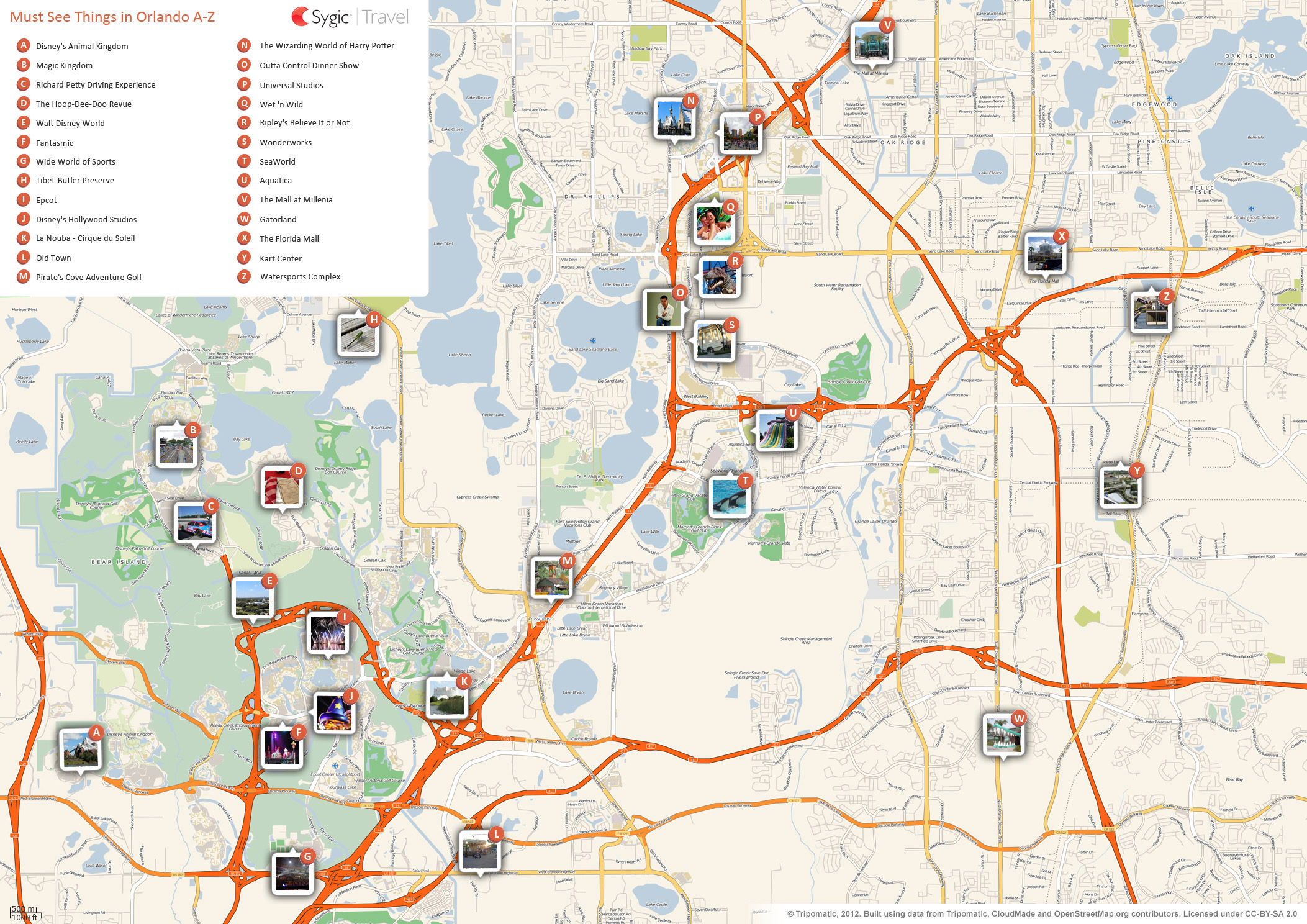 Map Of Orlando Attractions Sygic Travel