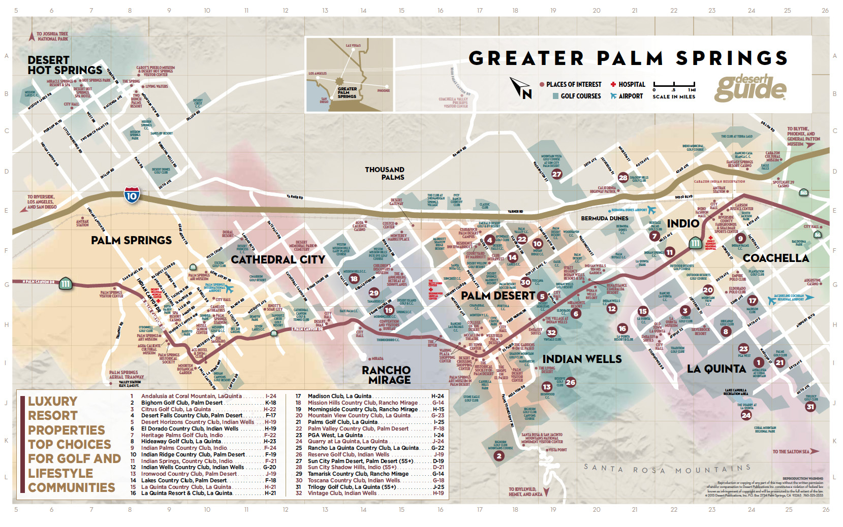 Map Of Palm Springs California And Surrounding Area 