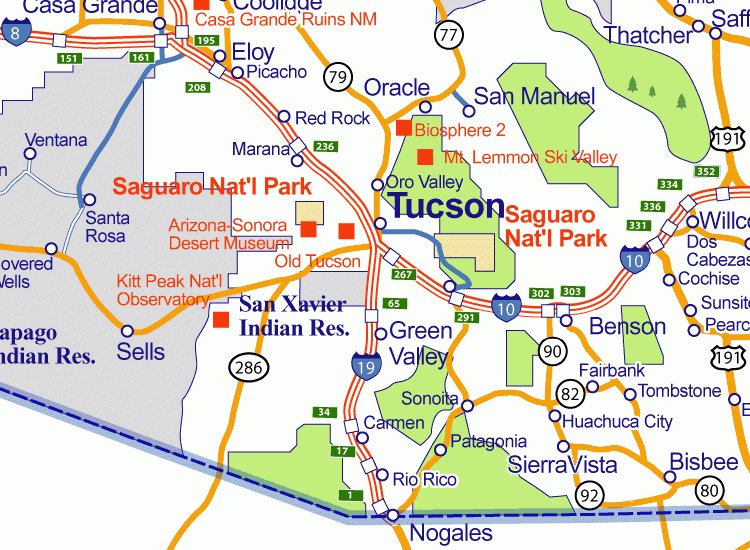 Map Of Tucson Arizona TravelsMaps Com