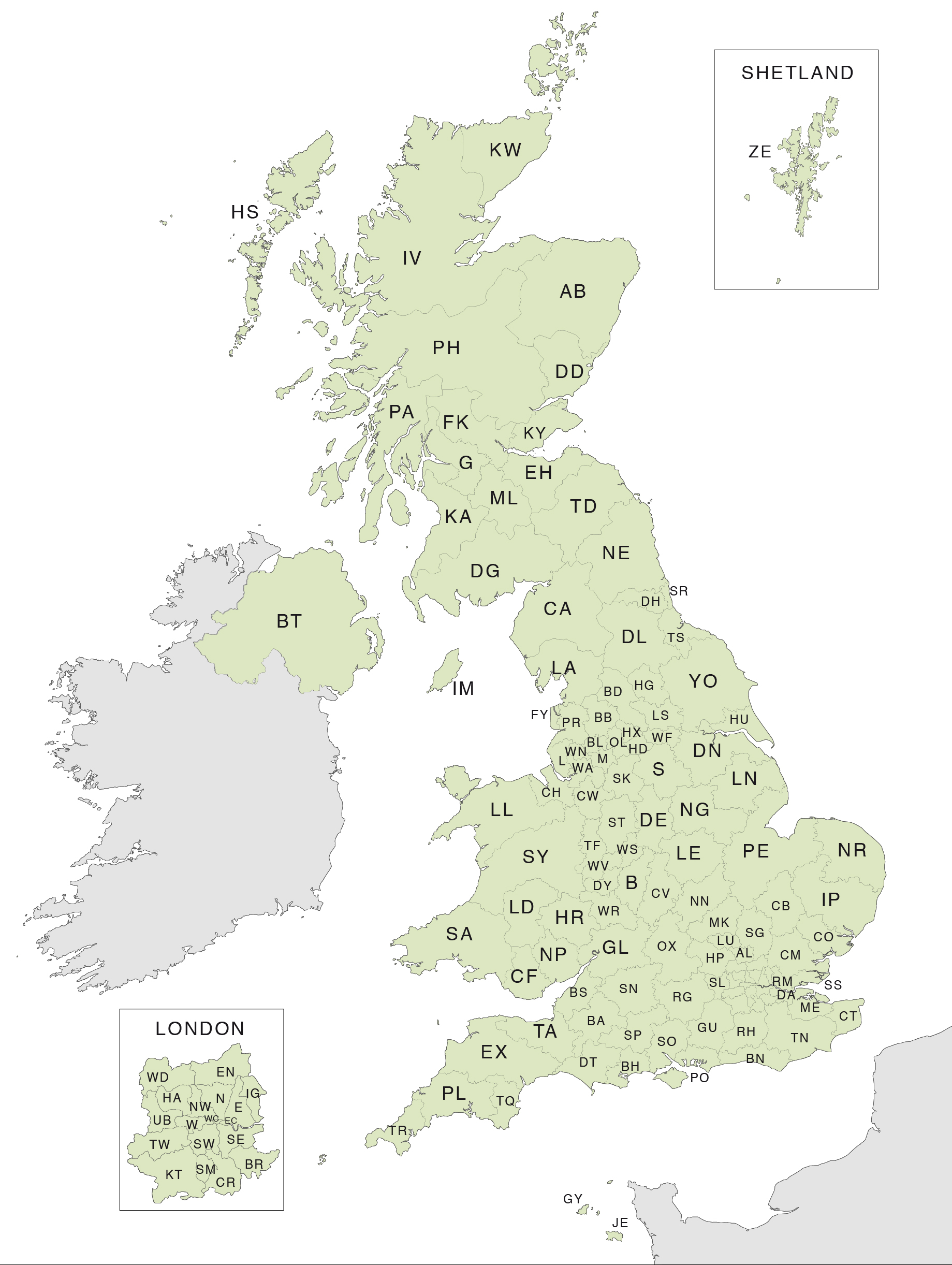 Map Of UK Postcodes Royalty Free Editable Vector Map 