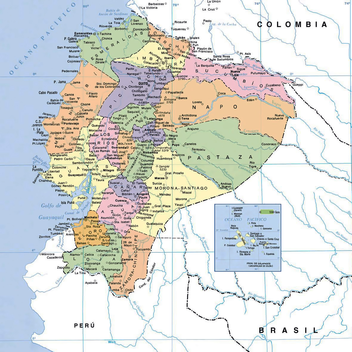 Mapa Del ECUADOR Pol tico F sico Regiones Provincias 