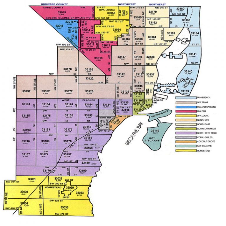 Miami Zip Code Map Printable Printable Map of The United States