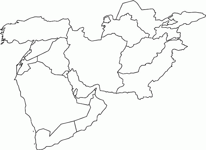 Middle East Outline Map Outline Map Of Middle East By Middle East Outline Map Outline Map Of Middle East By