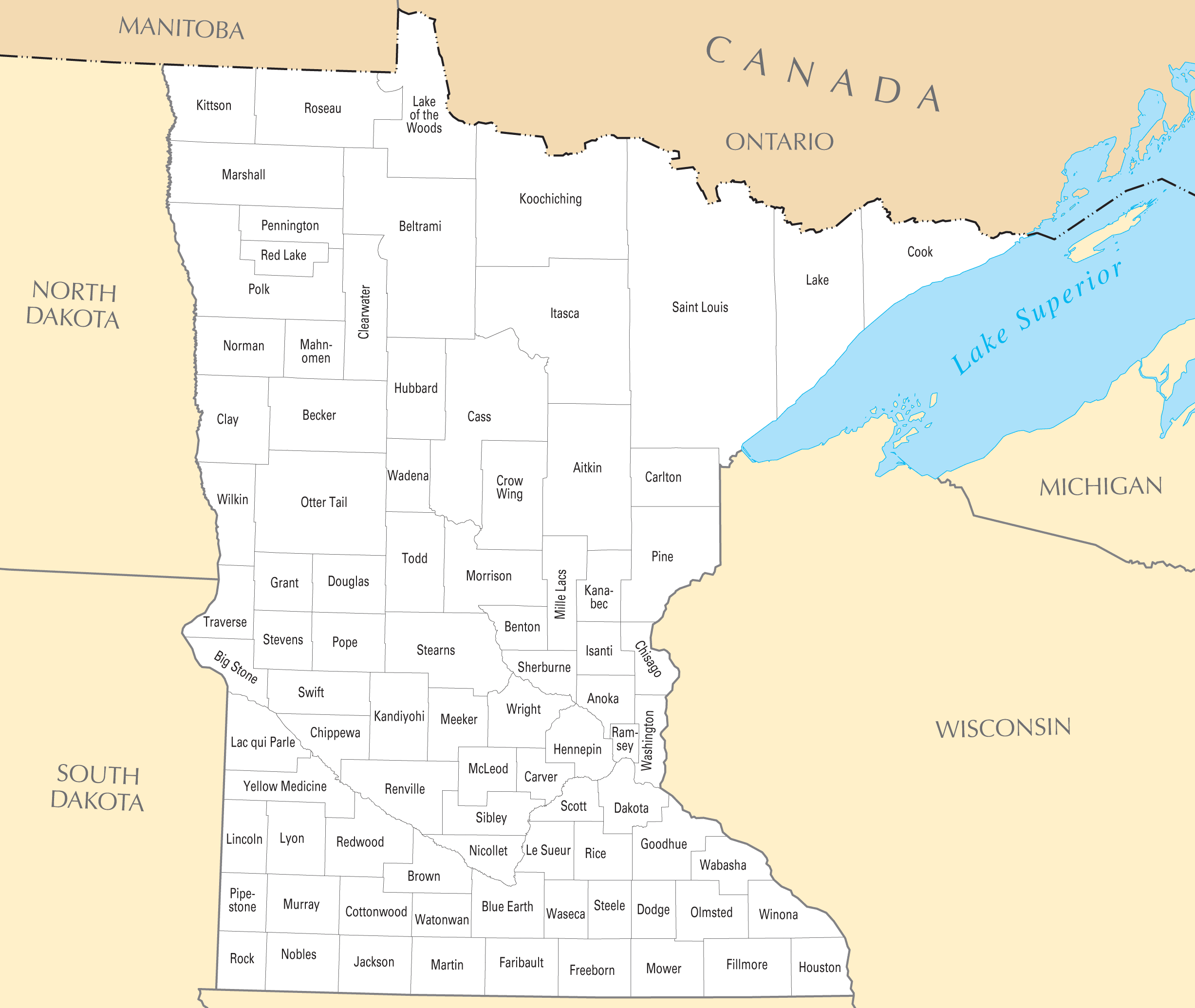 Minnesota County Map Mapsof Net